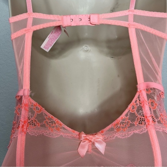 Victoria Secret Women Corset Bustier 34B SheerSexy Romantic Boudoir Mesh Sheer - Picture 6 of 8
